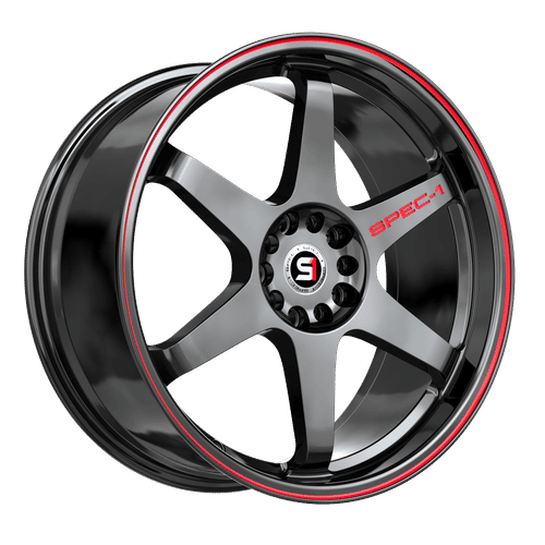 SPEC-1 RACING STP-33GBRL Gloss Black / Red Line 17X8 5x114.3/5x120 +38 73.1HB