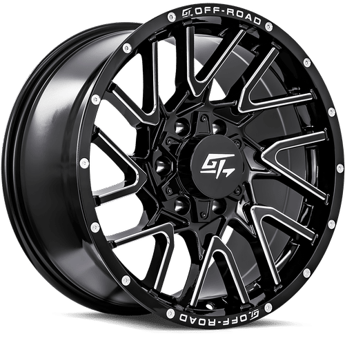 GT OFFROAD Aggression Gloss Black Milled 17X9 5x127/5x139.7 +12 78.1HB