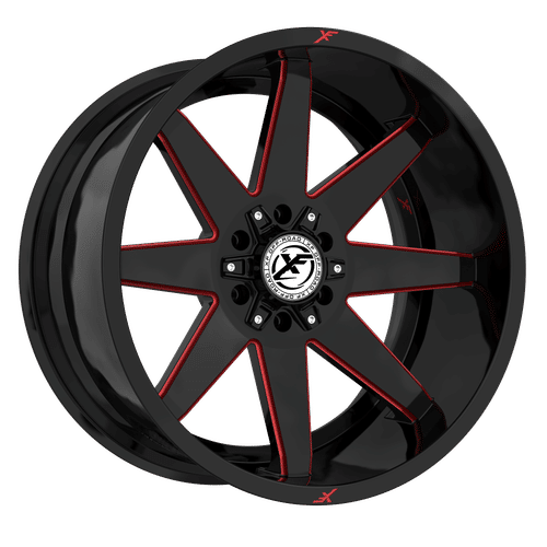 XF OFFROAD XF-236 Gloss Black Milled Red 20X9 8x165.1/8x180 +12 125.2HB