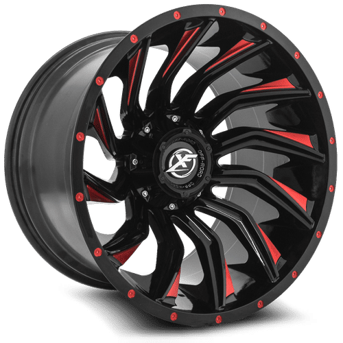 XF OFFROAD XF-224 Gloss Black Milled Red 20X9 5x139.7/5x150 +12 125.2HB