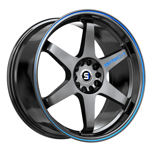 SPEC-1 RACING SPT-33GBBL Gloss Black / Blue Line 18X8.5 5x114.3/5x120 +38 73.1HB