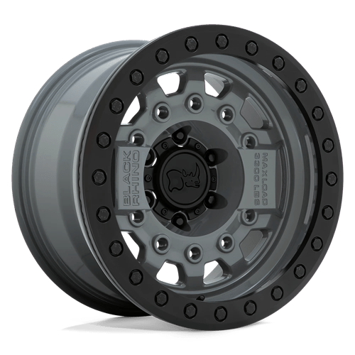 Black Rhino AVENGER BEADLOCK BATTLESHIP GRAY W/ BLACK HARDWARE 6X5.5 17X8.5 +0 112.1HB