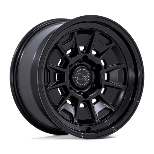 Black Rhino BR021 MONDO MATTE BLACK W/ GLOSS BLACK LIP 6X5.5 18X9 +12 106.1HB