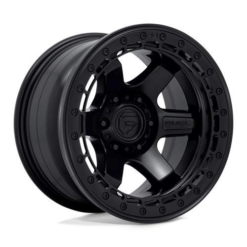 Fuel OffRoad D122 BLOCK BEADLOCK MATTE BLACK W/ MATTE BLACK RING 6X5.5 17X9 -15 106.1HB