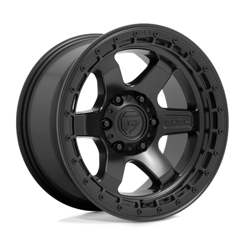 Fuel OffRoad D750 BLOCK MATTE BLACK W/ BLACK RING 6X5.5 18X9 +1 106.1HB