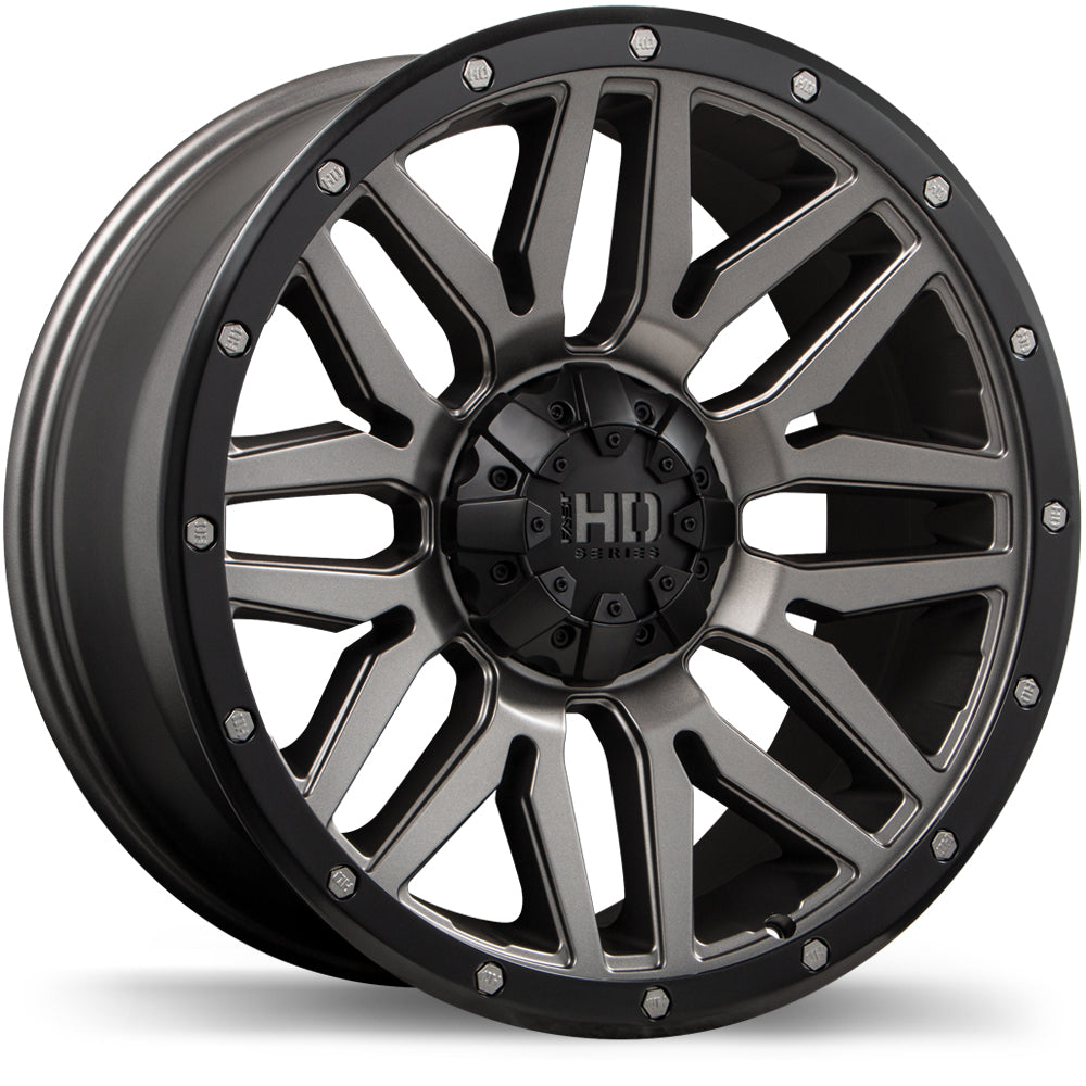 Fast HD Menace Satin Gunmetal with Black Trim 6x135 / 139.7 20x9.0 +15 106.1HB
