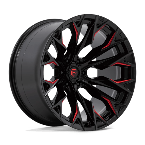 Fuel OffRoad D823 FLAME GLOSS BLACK MILLED W/ CANDY RED 6X5.5 22X12 -44 106.1HB