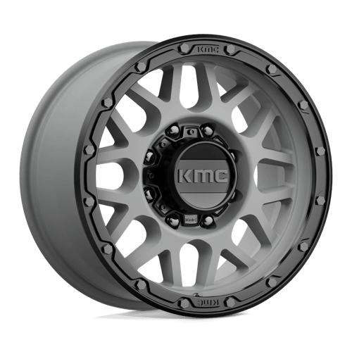 KMC KM535 GRENADE OFF-ROAD MATTE GRAY W/ MATTE BLACK LIP 8X180 17X9 +18 124.2HB