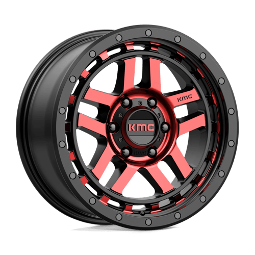 KMC KM540 RECON GLOSS BLACK MACHINED W/ RED TINT 6X5.5 18X8.5 +18 106.1HB