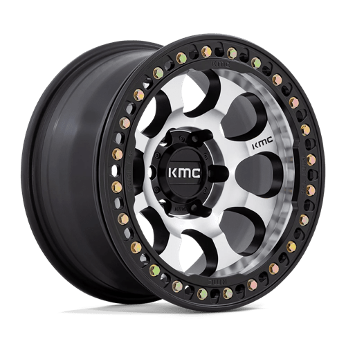 KMC KM237 RIOT BEADLOCK MACHINED FACE SATIN BLACK WINDOWS & RING 6X5.5 17X9 -12 108HB