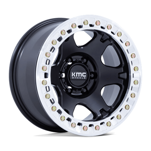 KMC KM238 VI BEADLOCK SATIN BLACK W/ MACHINED RING 6X135 17X9 +1 87.1HB