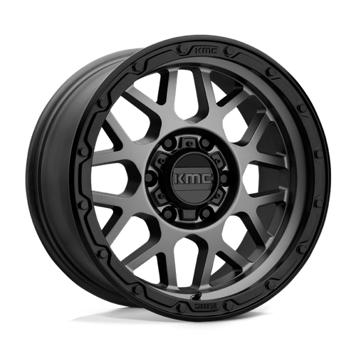 KMC KM535 GRENADE OFF-ROAD MATTE GRAY W/ MATTE BLACK LIP 6X5.5 16X8 -6 106.1HB