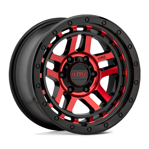 KMC KM540 RECON GLOSS BLACK MACHINED W/ RED TINT 6X5.5 18X8.5 +0 106.1HB