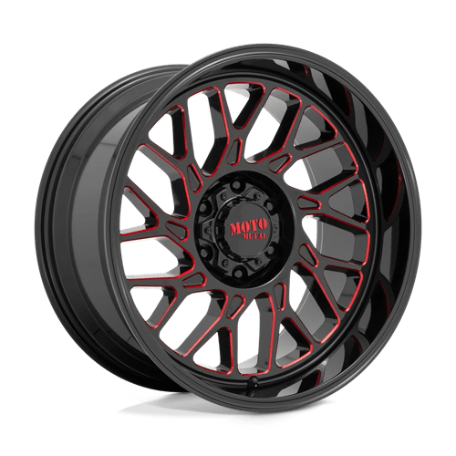 Moto Metal MO805 GLOSS BLACK MILLED W/ RED TINT 8X170 22X10 -18 125.1HB