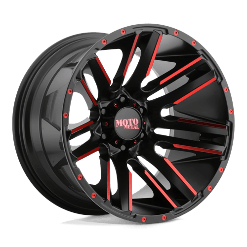 Moto Metal MO978 RAZOR SATIN BLACK MACHINED W/ RED CLEAR COAT 5X150 20X10 -24 110.1HB