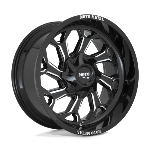 Moto Metal MO999 GLOSS BLACK MILLED 8X6.5 20X10 -18 125.1HB