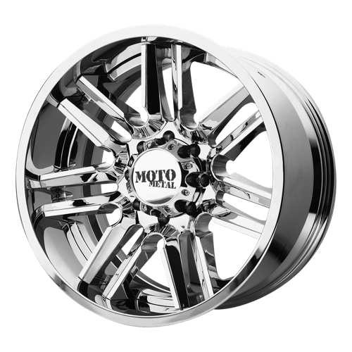 Moto Metal MO202 CHROME CENTER W/ GLOSS BLACK MILLED LIP 8X180 22X12 -44 124.2HB