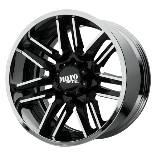 Moto Metal MO202 GLOSS BLACK MACHINED CENTER W/ CHROME LIP 5X5.5 22X10 -18 78.1HB