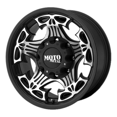 Moto Metal MO909 SKULL GLOSS BLACK W/ MACHINED FACE 8X6.5 17X9 -12 125.1HB
