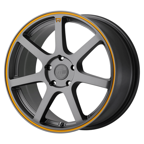 Motegi MR132 MATTE GRAY W/ ORANGE STRIPE 5x114.3 18X8 +45 72.56HB