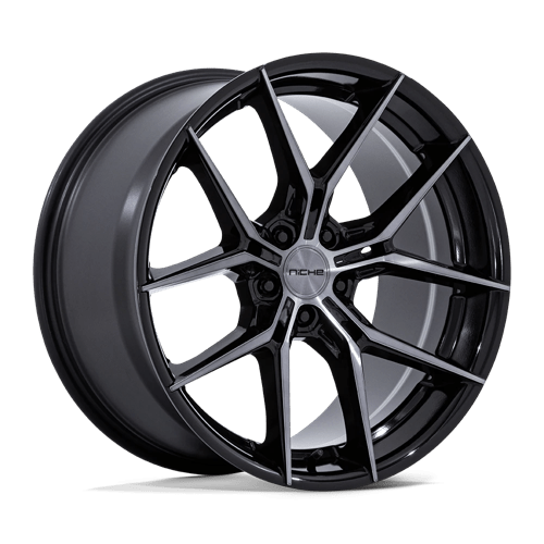 Niche NC279 PRODIGY 5 GLOSS BLACK DARK TINTED CLEAR 5X115 22X9 +15 72.56HB