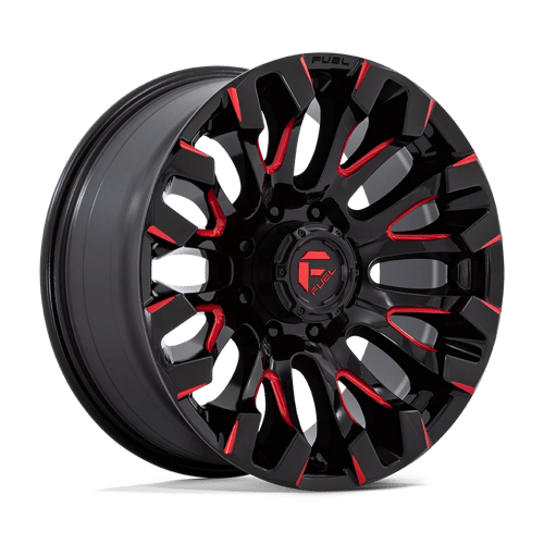 Fuel OffRoad D829 QUAKE GLOSS BLACK MILLED RED TINT 8X6.5 20X9 +1 125.1HB