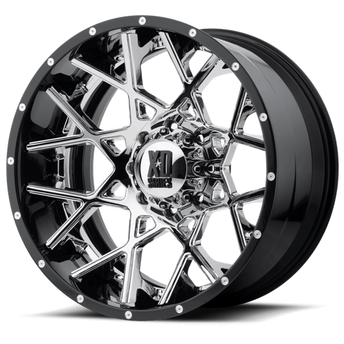 XD XD203 CHOPSTIX CHROME CENTER W/ GLOSS BLACK MILLED LIP 8X6.5 22X10 -18 125.1HB