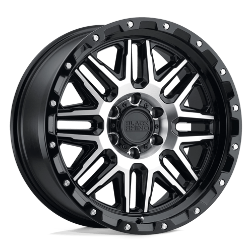 Black Rhino ALAMO GLOSS BLACK W/ MACHINED FACE & STAINLESS BOLTS 8X6.5 18X9 +6 122.4HB