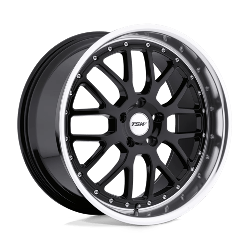 TSW VALENCIA GLOSS BLACK W/ MIRROR CUT LIP 5X120 18X9.5 +20 76.1HB