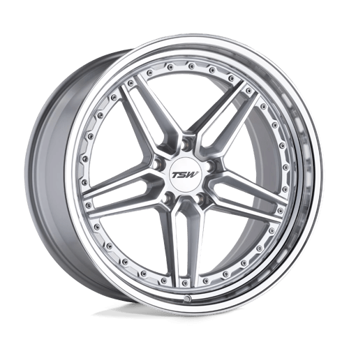 TSW ASCARI SILVER W/ MIRROR CUT FACE & LIP 5X112 20X9 +32 66.56HB