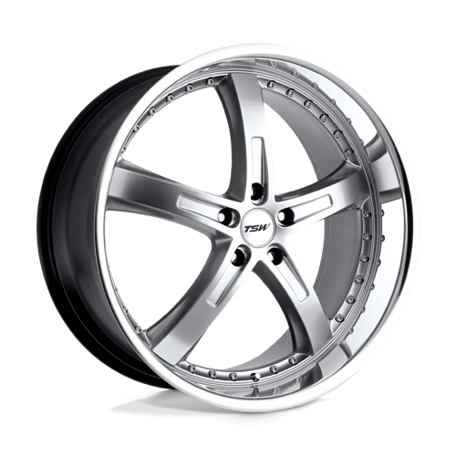 TSW JARAMA HYPER SILVER W/ MIRROR CUT LIP 5X4.25 17X8 +40 72.1HB