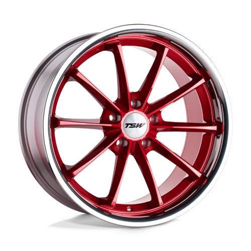 TSW SWEEP CANDY RED W/ STAINLESS LIP 5x114.3 18X8.5 +40 76.1HB