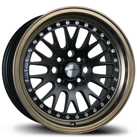 AV-12 BLACK W/ BRONZE LIP 16x8 4x100/4x114.3 et25 cb73.1