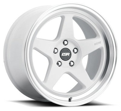 ESR CR5 Gloss White Machined Lip 18x10.5 5x114.3 et22 cb72.6