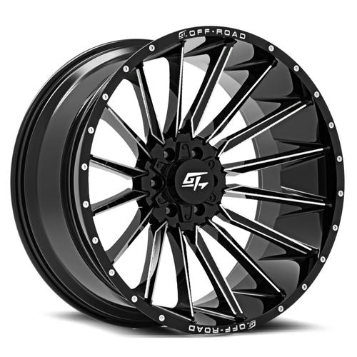 GT OFFROAD Stark Gloss Black Milled 24X12 5x127/5x139.7 +-44 78.1HB