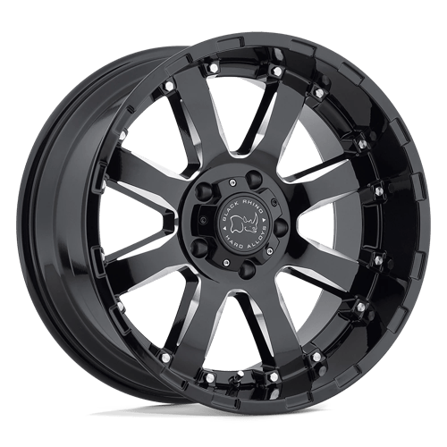 Black Rhino SIERRA GLOSS BLACK W/ MILLED SPOKES 5X5.0 20X11.5 -44 71.5HB