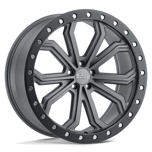 Black Rhino TRABUCO MATTE GUNMETAL W/ BLACK RING & SILVER BOLTS 5X112 18X8 +25 66.56HB
