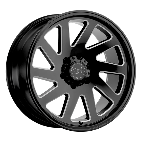Black Rhino THRUST GLOSS BLACK W/ MILLED SPOKES 6X5.5 20X12 -44 112.1HB