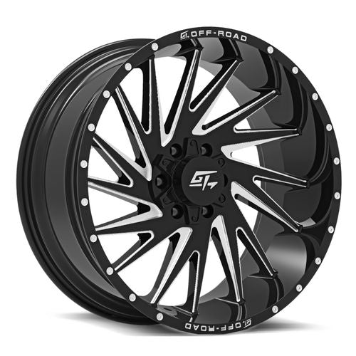 GT OFFROAD Tomahawk Gloss Black Milled 22X12 8x165.1/8x170 +-44 125.2HB