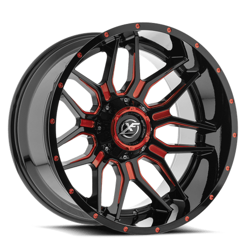XF OFFROAD XF-222 Gloss Black Milled Red 20X9 5x139.7/5x150 +0 125.2HB