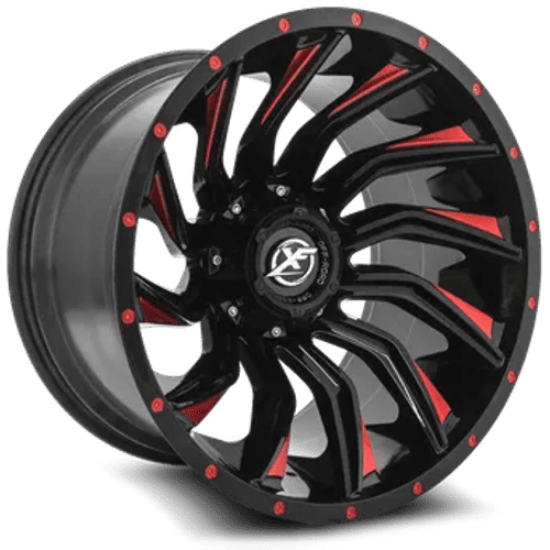 XF OFFROAD XF-224 Gloss Black Milled Red 20X10 8x180/8x165.1 +-24 125.2HB
