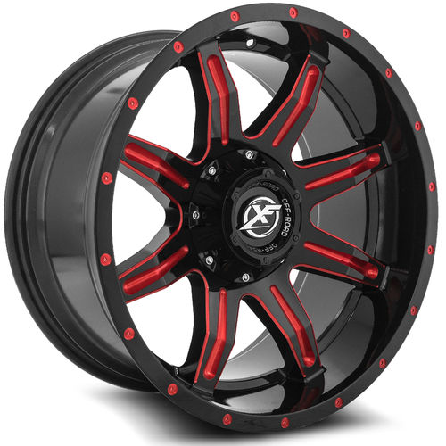 XF OFFROAD XF-215 Gloss Black Milled Red 20X12 5x139.7/5x150 +-44 110.3HB