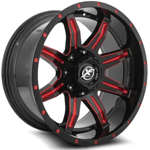 XF OFFROAD XF-215 Gloss Black Milled Red 20X9 5x127/5x139.7 +12 78.1HB