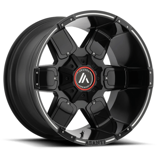 Asanti Off Road AB811 WARTHOG SATIN BLACK MILLED W/ GLOSS BLACK ACCENTS 8X170 20X9 -12 125.1HB