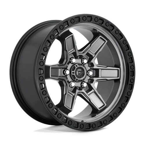 Fuel OffRoad D698 KICKER MATTE GUN METAL BLACK BEAD RING 6X4.5 17X9 +12 66.06HB
