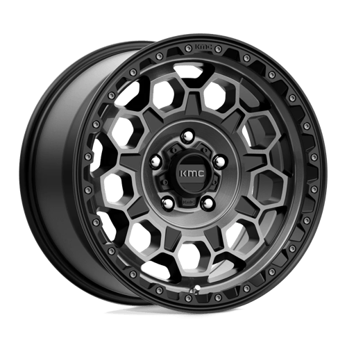 KMC KM545 TREK SATIN BLACK W/ GRAY TINT 5X5.0 17X9 +18 71.5HB