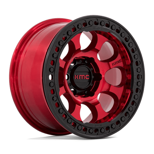 KMC KM237 RIOT BEADLOCK CANDY RED W/ SATIN BLACK RING 5X5.0 17X9 -38 71.5HB