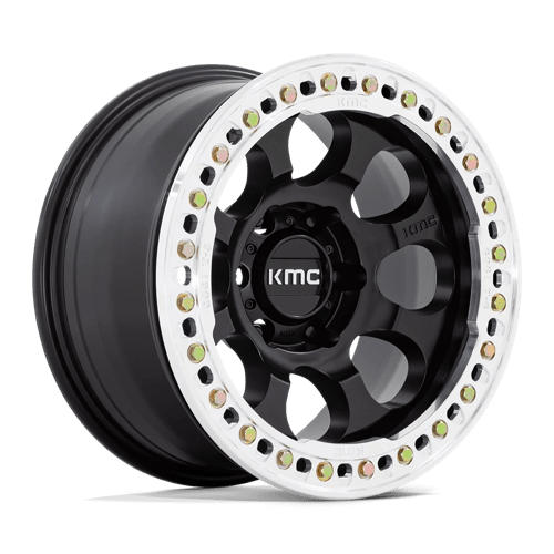 KMC KM237 RIOT BEADLOCK SATIN BLACK W/ MACHINED RING 5X5.0 17X8.5 +0 71.5HB