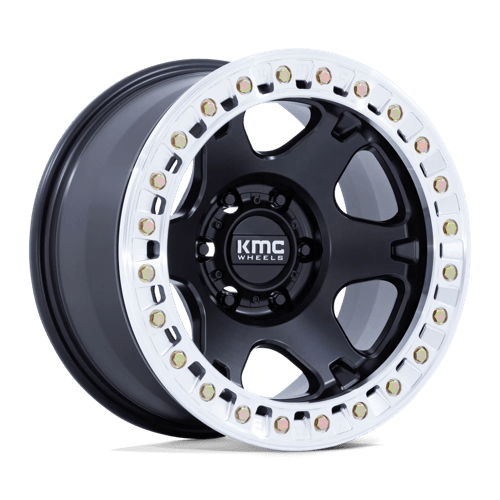 KMC KM238 VI BEADLOCK SATIN BLACK W/ MACHINED RING 8X170 17X9 -38 125.1HB