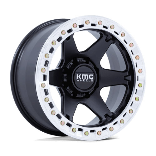 KMC KM238 VI BEADLOCK SATIN BLACK W/ MACHINED RING 5X5.0 20X10 -48 71.5HB